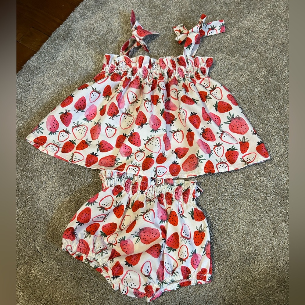 Strawberry Print Two-Piece Set